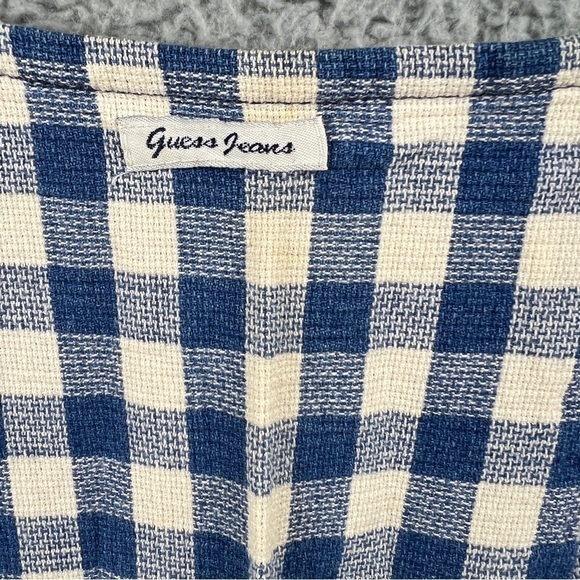 Vintage Guess Mini Skirt Women's 29 Gingham Blue White Side Zip 80's 90's - Picture 6 of 11